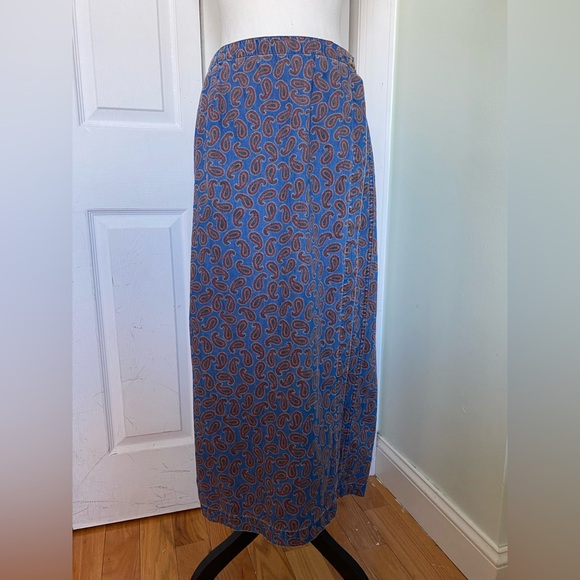 Y2K/ 90s Liz Claiborne Paisley Wrap Denim Skirt - Picture 1 of 13